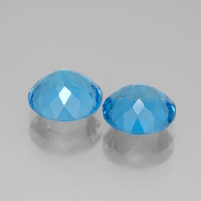 Gemas de topacio azul natural de  ct, corte redondo, VVS-VS
