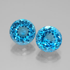 Gemas de topacio azul natural de  ct, corte redondo, VVS