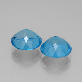 Gemas de topacio azul natural de  ct, corte redondo, VVS