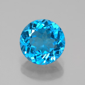 Topacio azul natural de 2,29 ct, corte redondo, VVS