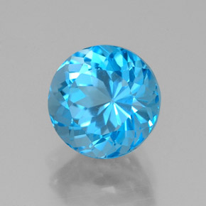 Topacio azul natural de 2,78 ct, corte redondo, VVS