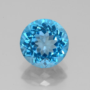 Topacio azul natural de 2,24 ct, corte redondo, VVS