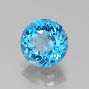 Topacio azul natural de 2,24 ct, corte redondo, VVS