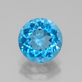 Topacio azul natural de 2,30 ct, corte redondo, VVS