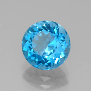 Topacio azul natural de 2,30 ct, corte redondo, VVS