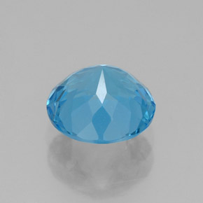 Topacio azul natural de 2,30 ct, corte redondo, VVS