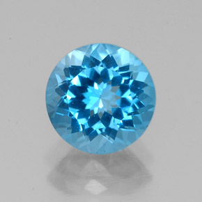 Topacio azul natural de 2,21 ct, corte redondo, VVS