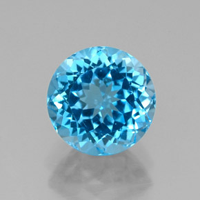 Topacio azul natural de 2,59 ct, corte redondo, VVS