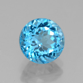 Topacio azul natural de 2,59 ct, corte redondo, VVS