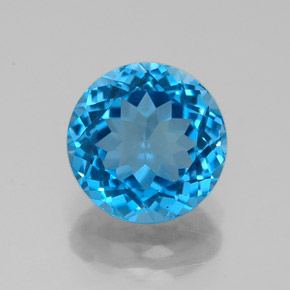 Topacio azul natural de 2,69 ct, corte redondo, VVS