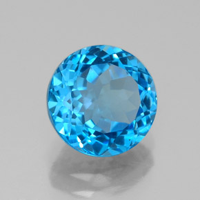 Topacio azul natural de 2,69 ct, corte redondo, VVS