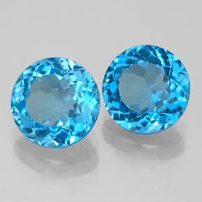 Gemas de topacio azul natural de  ct, corte redondo, VVS