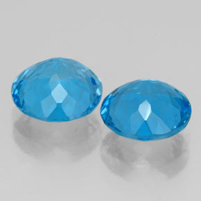 Gemas de topacio azul natural de  ct, corte redondo, VVS