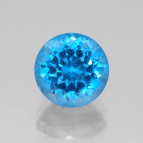 Topacio azul natural de 2,80 ct, corte redondo, VVS