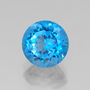 Topacio azul natural de 2,80 ct, corte redondo, VVS