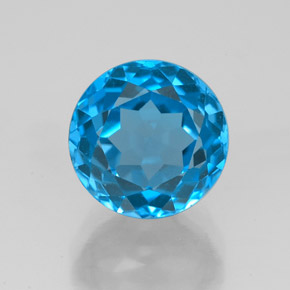 Topacio azul natural de 4,17 ct, corte redondo, VVS-VS