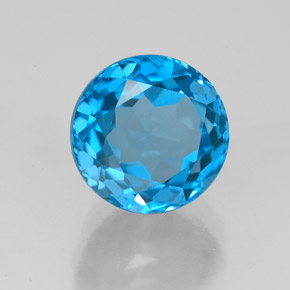 Topacio azul natural de 4,17 ct, corte redondo, VVS-VS