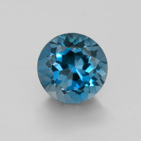 Topacio azul natural de 1,98 ct, corte redondo, VVS