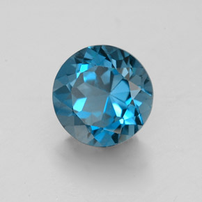 Topacio azul natural de 1,98 ct, corte redondo, VVS