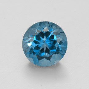 Topacio azul natural de 2,03 ct, corte redondo, VVS