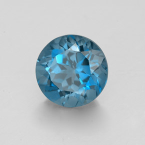 Topacio azul natural de 2,03 ct, corte redondo, VVS