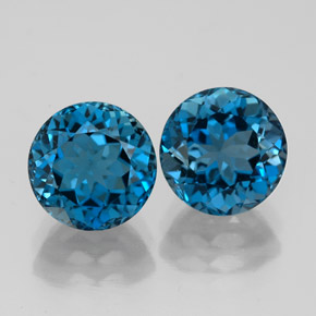 Gemas de topacio azul natural de  ct, corte redondo, VVS-VS