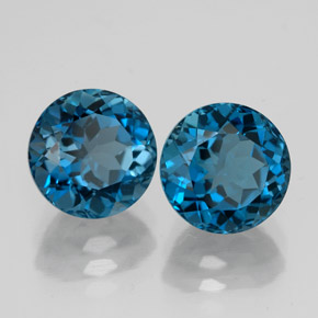 Gemas de topacio azul natural de  ct, corte redondo, VVS-VS