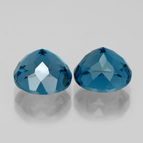Gemas de topacio azul natural de  ct, corte redondo, VVS-VS