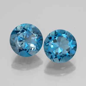Gemas de topacio azul natural de  ct, corte redondo, VVS