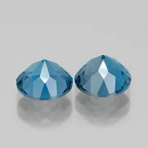 Gemas de topacio azul natural de  ct, corte redondo, VVS