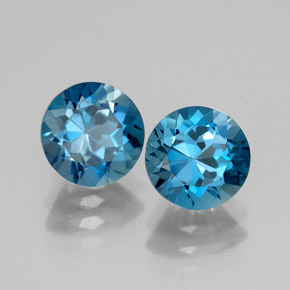 Gemas de topacio azul natural de  ct, corte redondo, VVS-VS