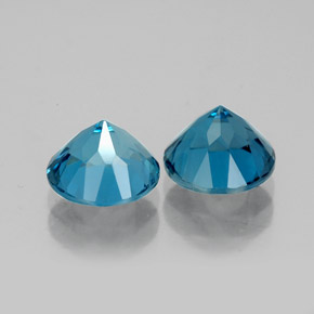 Gemas de topacio azul natural de  ct, corte redondo, VVS-VS