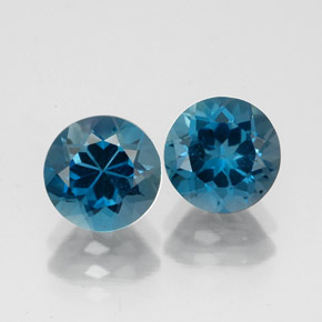 Gemas de topacio azul natural de  ct, corte redondo, VVS-VS