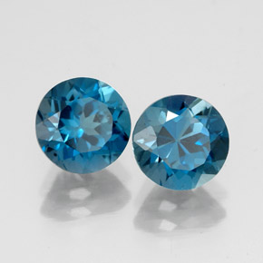 Gemas de topacio azul natural de  ct, corte redondo, VVS-VS