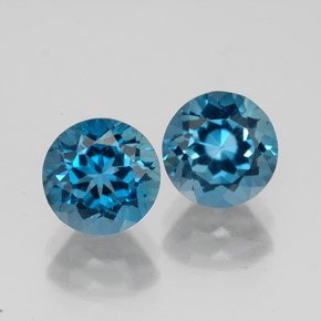 Gemas de topacio azul natural de  ct, corte redondo, VVS