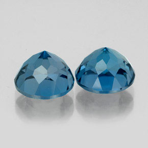 Gemas de topacio azul natural de  ct, corte redondo, VVS