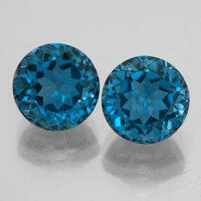 Gemas de topacio azul natural de  ct, corte redondo, VVS