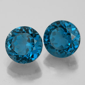 Gemas de topacio azul natural de  ct, corte redondo, VVS