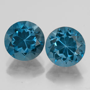 Gemas de topacio azul natural de  ct, corte redondo, VVS