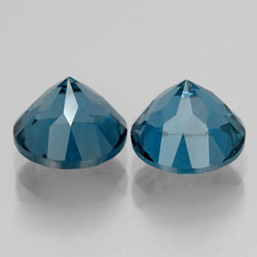 Gemas de topacio azul natural de  ct, corte redondo, VVS
