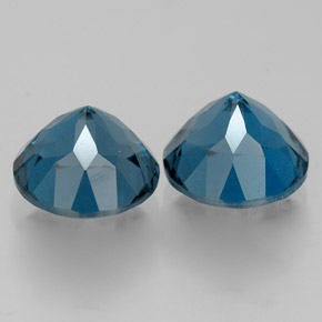 Gemas de topacio azul natural de  ct, corte redondo, VVS