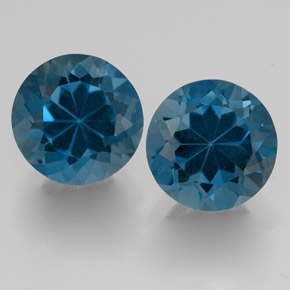 Gemas de topacio azul natural de  ct, corte redondo, VVS-VS