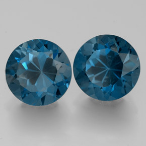Gemas de topacio azul natural de  ct, corte redondo, VVS-VS