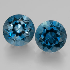 Gemas de topacio azul natural de  ct, corte redondo, VVS