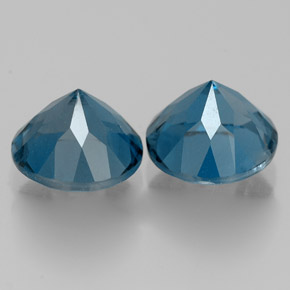 Gemas de topacio azul natural de  ct, corte redondo, VVS