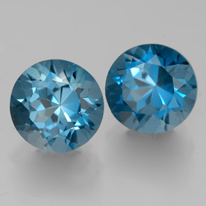 Gemas de topacio azul natural de  ct, corte redondo, VVS