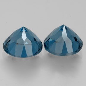 Gemas de topacio azul natural de  ct, corte redondo, VVS