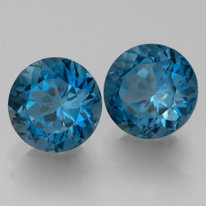 Gemas de topacio azul natural de  ct, corte redondo, VVS