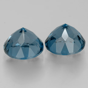 Gemas de topacio azul natural de  ct, corte redondo, VVS