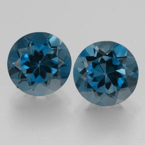 Gemas de topacio azul natural de  ct, corte redondo, VVS-VS